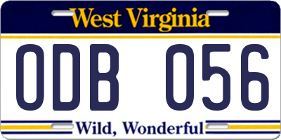 WV license plate ODB056