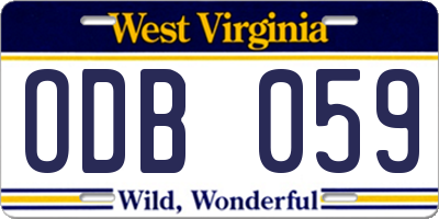 WV license plate ODB059