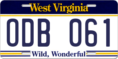 WV license plate ODB061