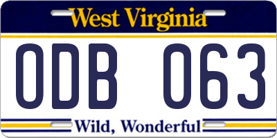 WV license plate ODB063