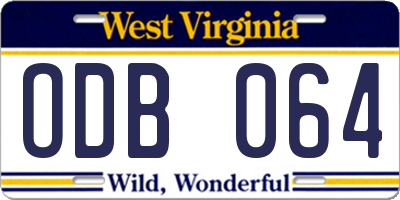 WV license plate ODB064