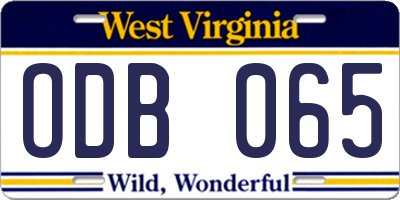 WV license plate ODB065