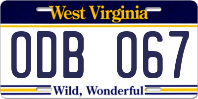 WV license plate ODB067