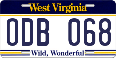 WV license plate ODB068