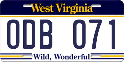 WV license plate ODB071