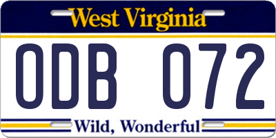 WV license plate ODB072