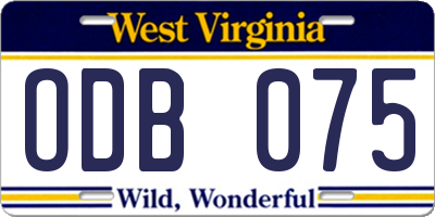 WV license plate ODB075