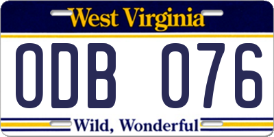 WV license plate ODB076