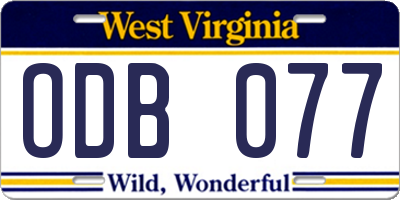 WV license plate ODB077