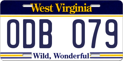 WV license plate ODB079