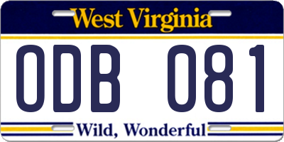 WV license plate ODB081