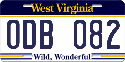 WV license plate ODB082