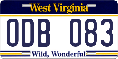 WV license plate ODB083