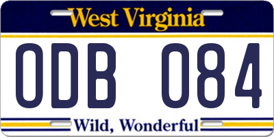 WV license plate ODB084