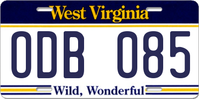 WV license plate ODB085