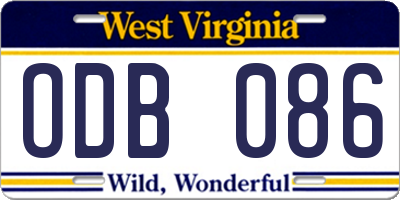 WV license plate ODB086