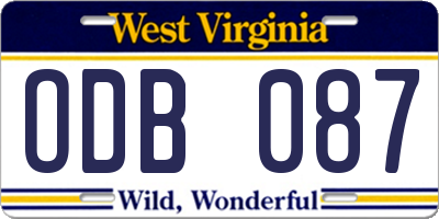WV license plate ODB087