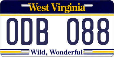 WV license plate ODB088
