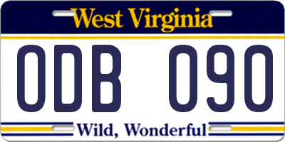 WV license plate ODB090