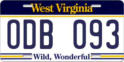 WV license plate ODB093