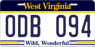 WV license plate ODB094