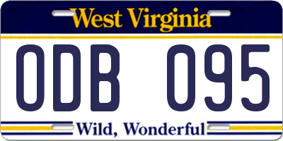 WV license plate ODB095