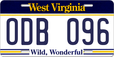 WV license plate ODB096