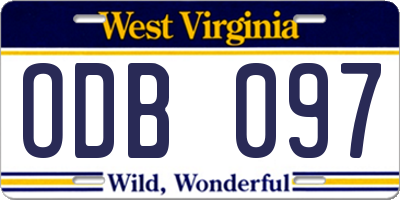 WV license plate ODB097