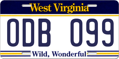 WV license plate ODB099