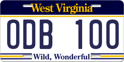 WV license plate ODB100