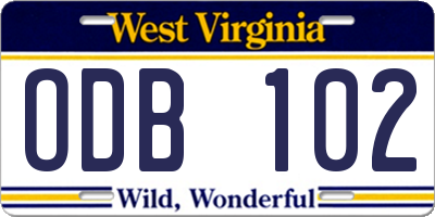 WV license plate ODB102