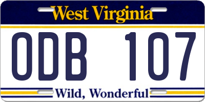 WV license plate ODB107