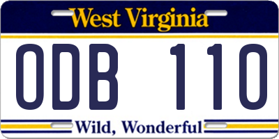 WV license plate ODB110