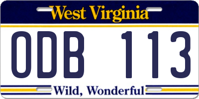 WV license plate ODB113