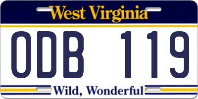 WV license plate ODB119