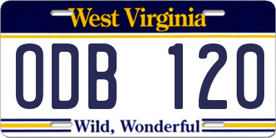 WV license plate ODB120