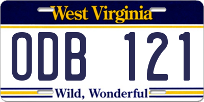 WV license plate ODB121