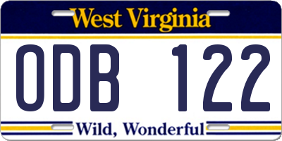 WV license plate ODB122
