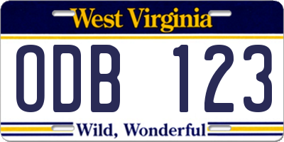 WV license plate ODB123