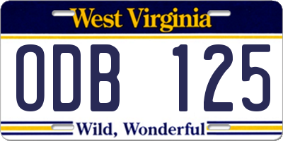 WV license plate ODB125