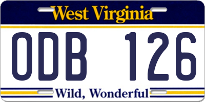 WV license plate ODB126