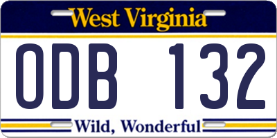 WV license plate ODB132