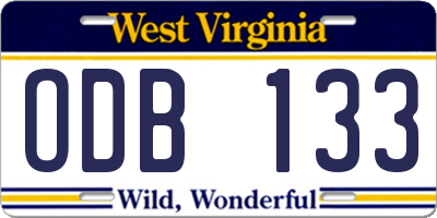 WV license plate ODB133