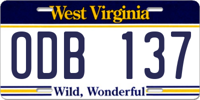 WV license plate ODB137