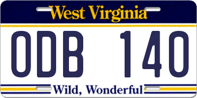 WV license plate ODB140