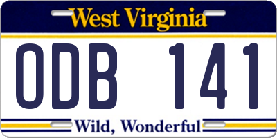 WV license plate ODB141