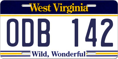WV license plate ODB142