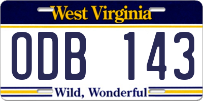 WV license plate ODB143