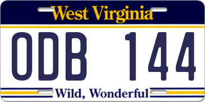 WV license plate ODB144