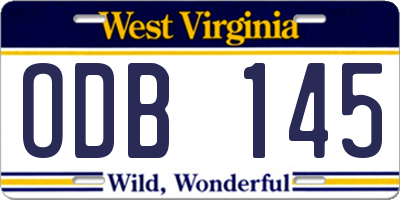 WV license plate ODB145